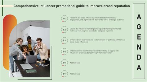 Agenda Comprehensive Influencer Promotional Guide To Improve Brand