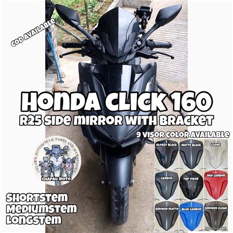 HONDA CLICK 160 Side Mirror With Bracket And Visor Set Shopee Philippines