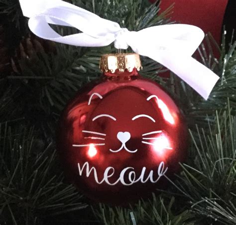 Cat Face Christmas Ornament Personalized Cat Ornament