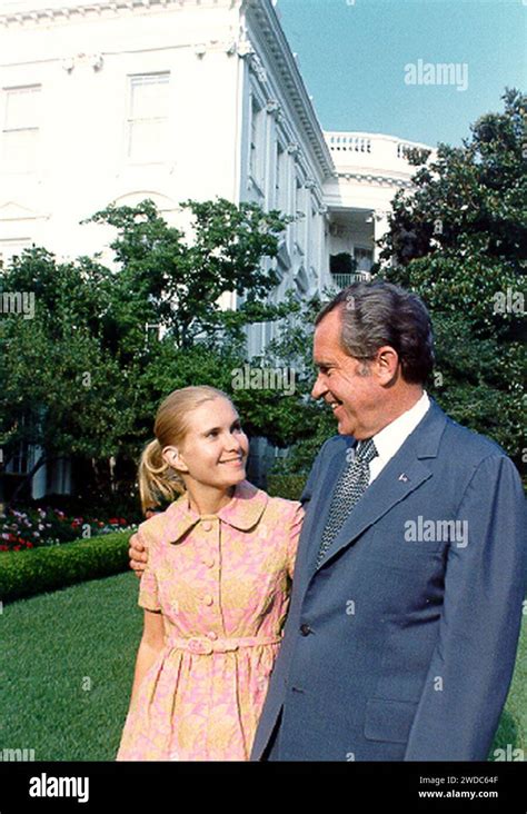 President Richard Nixon And His Daughter Tricia Take One Last Turn Through The Rose Garden