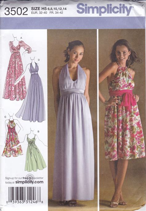 New Sewing Pattern Simplicity Day Evening Wear Halter Etsy In