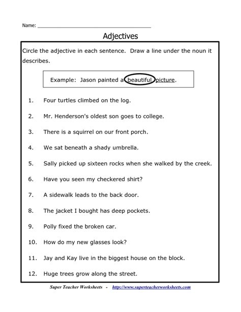 Nouns Adjectives And Adverbs Worksheet Adjectiveworksheets Net