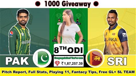 Pak Vs Sl Dream11 Team Pak Vs Sl 8th World Cup Match Dream11