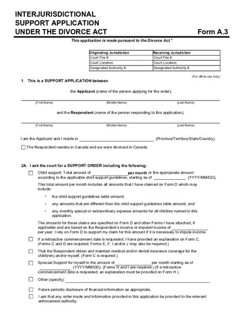 Fillable Online Form A 3 Interjurisdictional Support Application Under