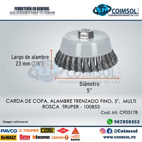 Escobilla De Copa Alambre Trenzado Fino Multi Rosca Truper