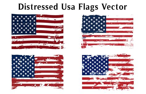 Distressed USA Flags vector illustration, American Flag Flat Grunge ...