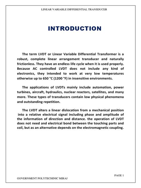 LVDT - Working Principle Construction Types, Advantages and Applications | PDF | Electrical ...