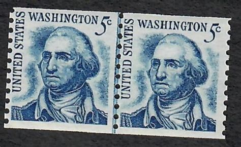 George Washington F Vf Mnh Coil Line Pair Shiny Gum United