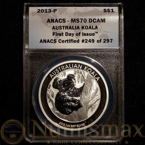 Australian Koala Silver Anacs Ms Dcam First Day Of Issue