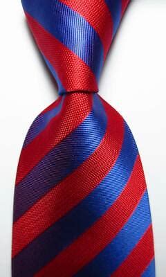 New Classic Striped Red Blue Jacquard Woven Silk Men S Tie Necktie Ebay