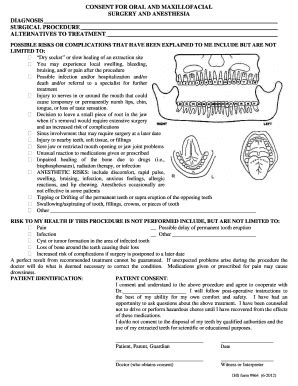 Fillable Online CONSENT FOR ORAL AND MAXILLOFACIAL NAPPR Fax Email