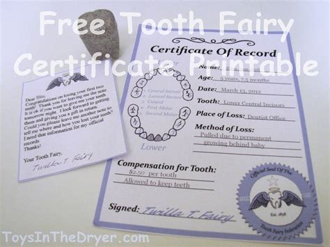 Free Tooth Fairy Certificate