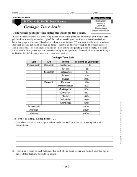 time worksheet: NEW 299 GEOLOGIC TIME SCALE WORKSHEET ANSWERS