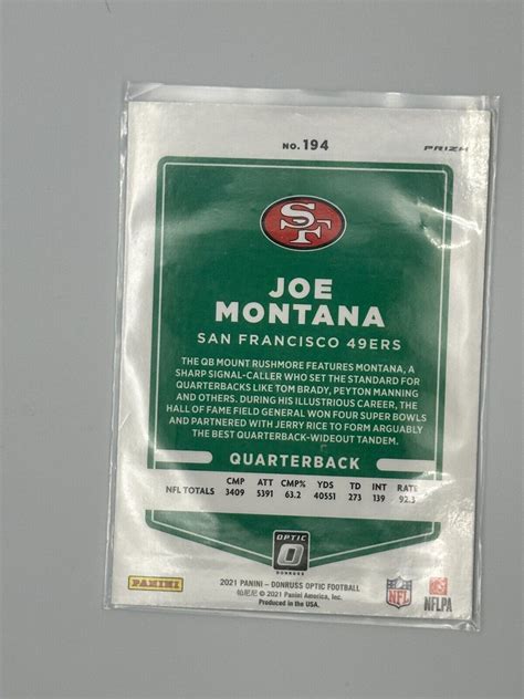 2021 Panini Donruss Optic Holo Prizm 194 Joe Montana For Sale Online