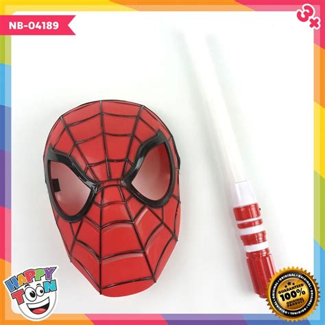 Spiderman Mask And Lightsaber Mainan Topeng And Pedang Nb 04189 Happy