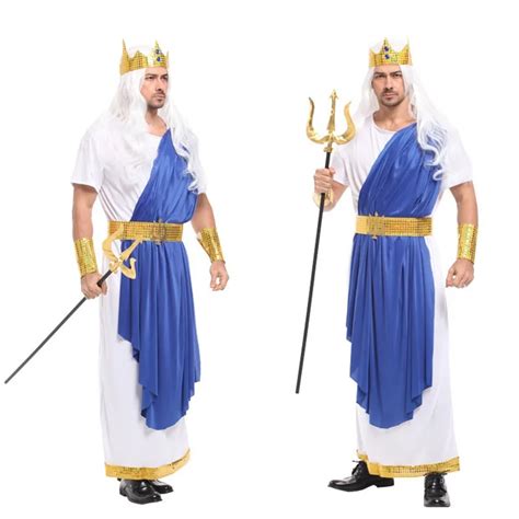 Sea King Poseidon Costume Men Halloween Olympus Gods Zeus Cosplay