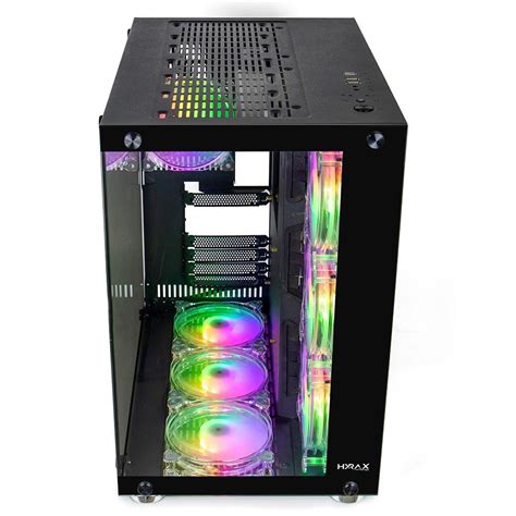 GABINETE GAMER MOTOSPEED HYRAX HGB700 ATX FRENTE E LATERAL EM VIDRO