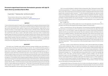 Permanent Magnet Based Transverse Thermoelectric Generator With High