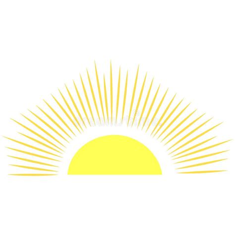 Half Sun At Sunset On White Background Minimalistic Stylized Sketch