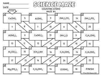 Counting Atoms Science Chemistry Maze By The STEM Master TpT