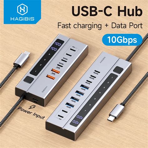 Hagibis USB C HUB Tip C Yerle Tirme Stasyonu LED Ekranl Bireysel A Ma