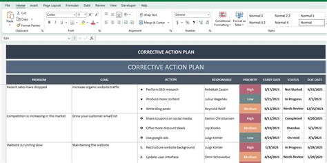 Corrective Action Plan Excel Template CAP Tool Corrective Action ...