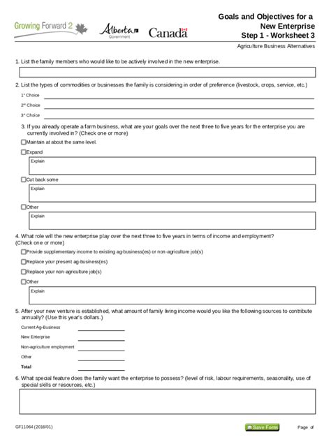 Fillable Online Www1 Agric Gov Ab Goals And Objectives For A New