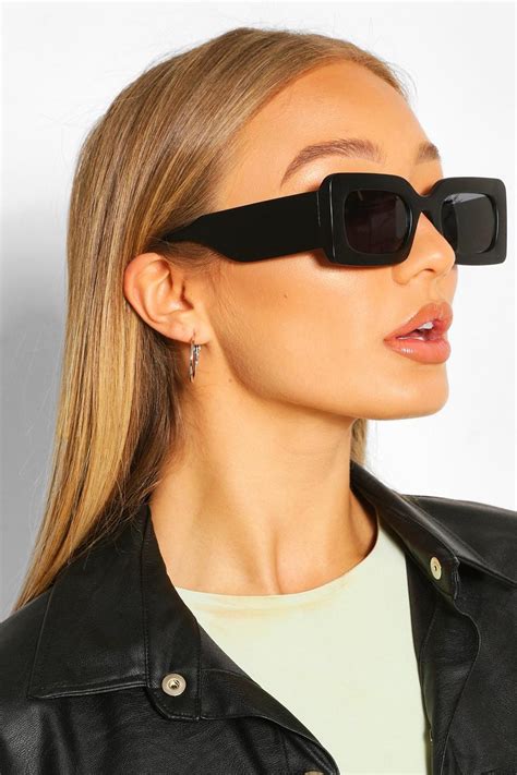 Chunky Rectangle Oversized Sunglasses Boohoo Uk