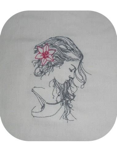 Motif De Broderie Machine Profil Visage Femme