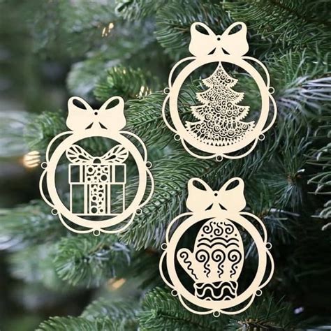 Laser Cut Christmas Tree Ornaments Decor Free Vector Cdr Download