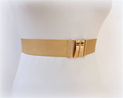 Gold Elastic Waist Belt With Gold Buckle Clasp By Misslaceaccessories