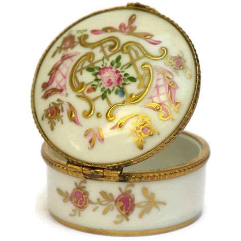 Hand Painted Limoges Porcelain Pill Box Hinged Trinket Box 94