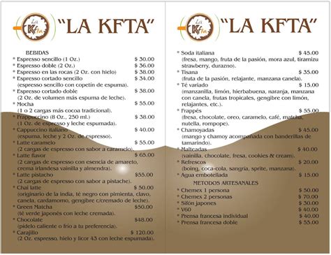 Carta De La Kfta Cafeter A M Todos Artesanales Y Algo M S Ciudad