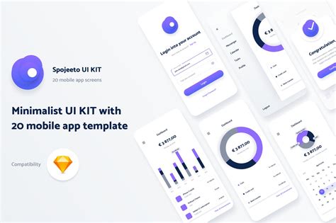 极简主义设计风格APP应用UI设计套件v1 Spojeeto Mobile App UI Kit 设计小咖