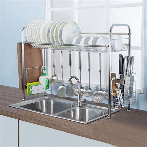 Dish Drying Rack Over Sink Display Drainer Kitchen Utensils Holder 25x20x12 Inch Bed Bath