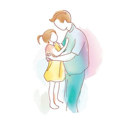 Premium AI Image | A drawing of a father and daughter hugging.