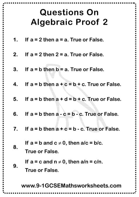 Algebraic Proofs Worksheets With Answers