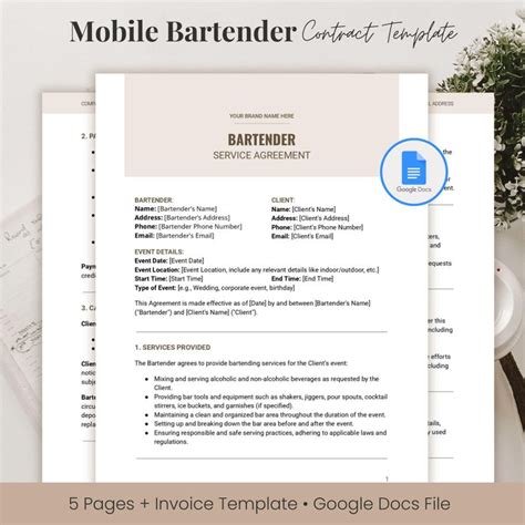 Mobile Bartender Contract Template Google Docs Mobile Bar Service