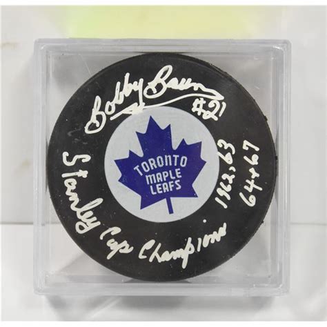 NHL TORONTO MAPLE LEAFS BOBBY BAUN SIGNED HOCKEY