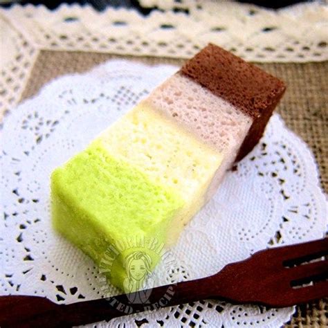 Bolu Kukus Pelangi Steamed Rainbow Sponge Cake Egg White Version