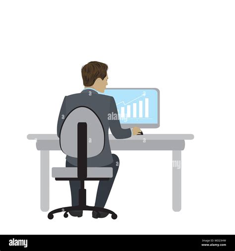 Businessman Or Office Worker Sitting At A Desk And Working On The