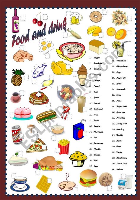 Food &drink(editable) - ESL worksheet by marinaru