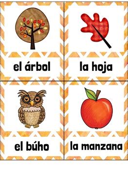 El Oto O Spanish Fall Autumn Vocabulary Word Wall Worksheets By Just