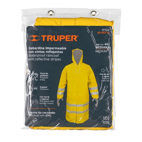 Im Ref M Truper Gabardina Impermeable Doble Capa Con Reflejante