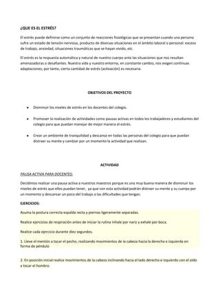 Proyecto Sobre El Estres PDF