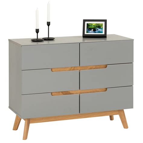 Sideboard TIBOR Mit 6 Schubladen Grau