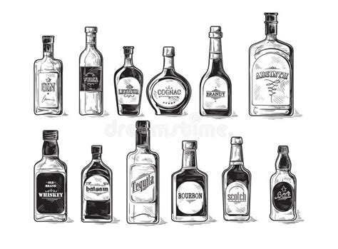 Set Of Bottles For Alcohol Stock Vector Illustration Of Element 112728582