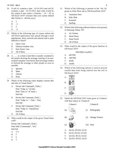 Class 9 Cyber Olympiad Sample Question Paper 10 Olympiad Tester