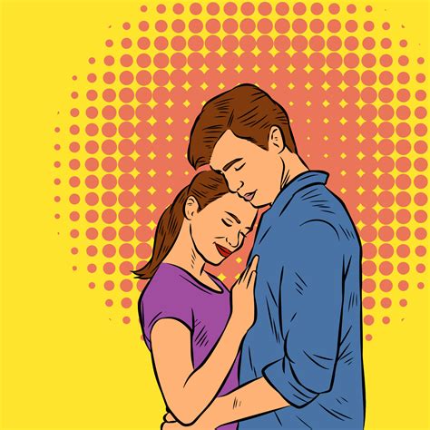 Pin Up Couple In Comic Retro Pop Art Style Illustration And Halftone