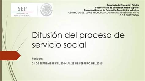 PPT Difusión del proceso de servicio social PowerPoint Presentation